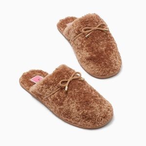 ♠️Kate Spade Women’s Shearling Faux Fur Lucy Slipper, Light Fawn NWT